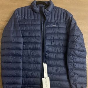 Navy blue Packable Quilted Puffer jacket by DKNY